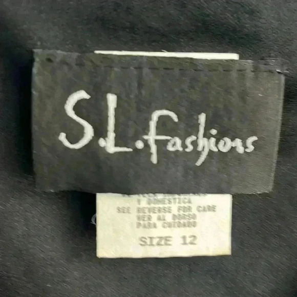 S.L.‎ fashions black short sleeve dress women’s size 12 vintage - Picture 2 of 3